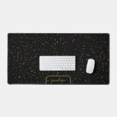 Luxe Zwart en goud sparkles patroon monogram Bureaumat (Keyboard & Muis)