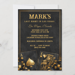 Luxe zwart en goud Vegas vrijgezellenfeest Kaart