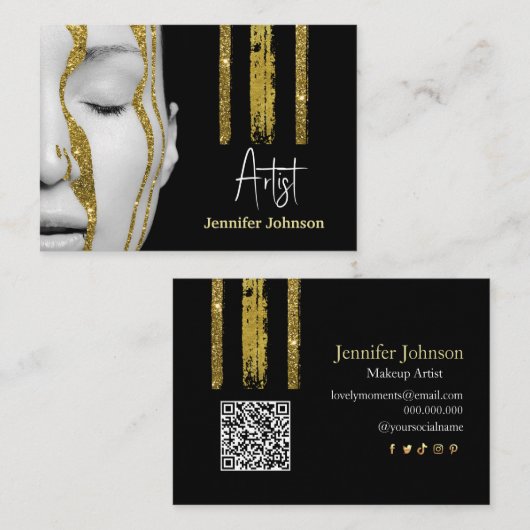 Luxe zwart en goud Visitekaartje (Voorkant / Achterkant)