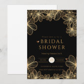 Luxe Zwart en Goud Vrijgezellenfeest Kaart (Voorkant / Achterkant)