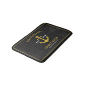 Luxe zwart en gouden anker aangepast monogram badmat (Gekanteld)