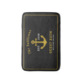 Luxe zwart en gouden anker aangepast monogram badmat (Voorkant Verticaal)