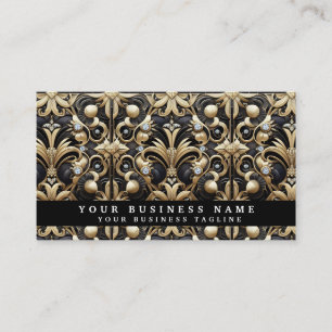 Luxe Zwart en Gouden Art Deco Visitekaartjes