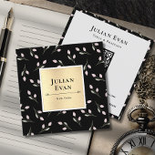 Luxe zwart en gouden bloempatroon vierkante visitekaartje