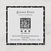 Luxe zwart en gouden bloempatroon vierkante visitekaartje (Achterkant)