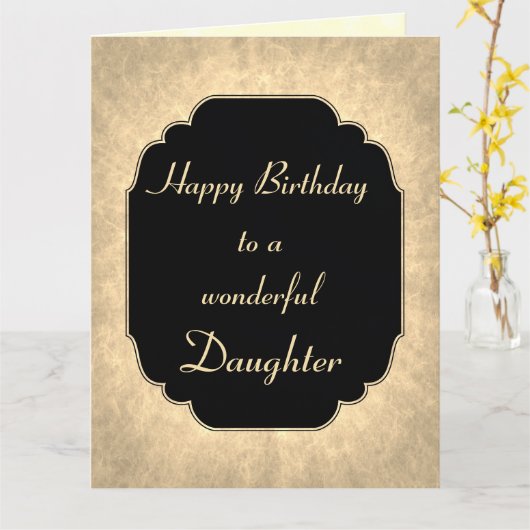 Luxe zwart en gouden Gefeliciteerd Dochter Kaart (Gele Bloem)
