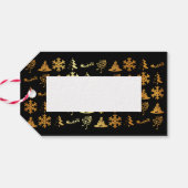 Luxe zwart en gouden kerstfiguren cadeau labels cadeaulabel (Achterkant Horizontaal)