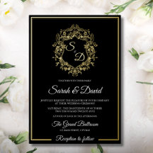 Luxe zwart en gouden klassieke elegante trouwdag