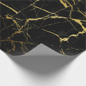 Luxe, zwart en gouden marmer cadeaupapier (Hoek)