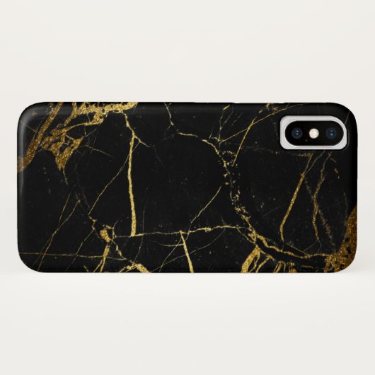 Luxe, zwart en gouden marmer Case-Mate iPhone case (Achterkant (horizontaal))
