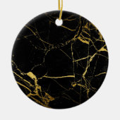 Luxe, zwart en gouden marmer keramisch ornament (Voorkant)