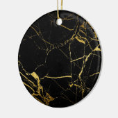 Luxe, zwart en gouden marmer keramisch ornament (Links)