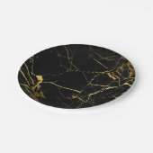 Luxe, zwart en gouden marmer papieren bordje (Gekanteld)