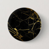 Luxe, zwart en gouden marmer ronde button 5,7 cm (Voorkant)