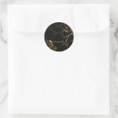 Luxe, zwart en gouden marmer ronde sticker (Tas)