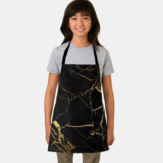 Luxe, zwart en gouden marmer schort (Insitu)