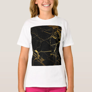 Luxe, zwart en gouden marmer t-shirt