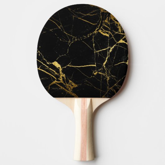 Luxe, zwart en gouden marmer tafeltennisbatje (Voorkant)