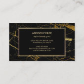 Luxe, zwart en gouden marmer visitekaartje (Achterkant)