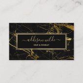 Luxe, zwart en gouden marmer visitekaartje (Voorkant)