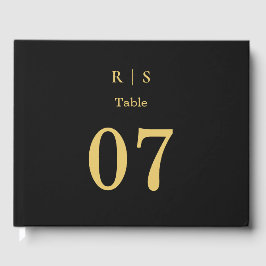 Luxe zwart en gouden trouwgastenboek gastenboek