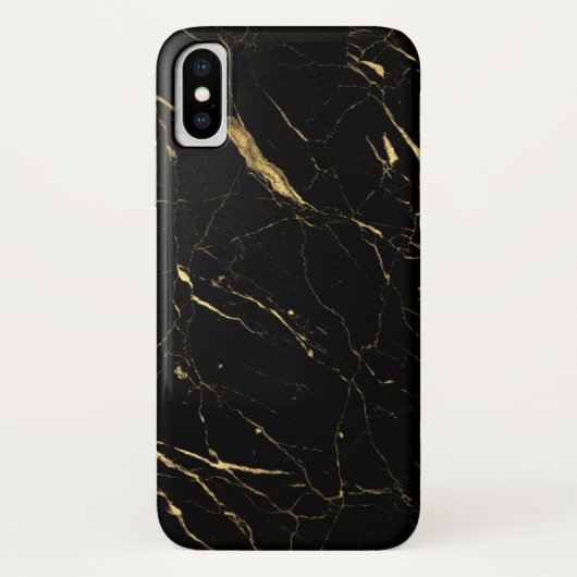 Luxe zwart en goudmarmer Case-Mate iPhone case (Achterkant)