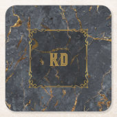 Luxe, zwart en goudmarmer goudlijst kartonnen onderzetters (Voorkant)