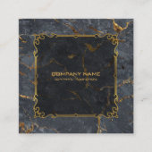 Luxe, zwart en goudmarmer  goudlijst vierkante visitekaartje (Voorkant)