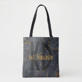 Luxe, zwart en goudmarmer, te groot monogram tote bag (Voorkant)