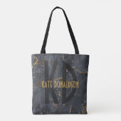 Luxe, zwart en goudmarmer, te groot monogram tote bag (Achterkant)