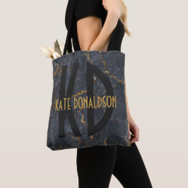 Luxe, zwart en goudmarmer, te groot monogram tote bag