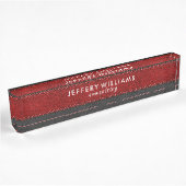 Luxe zwart en rood leder naambordje
