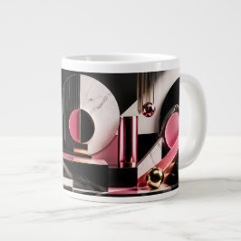 Luxe zwart en roze marmeren geometrisch ontwerp grote koffiekop
