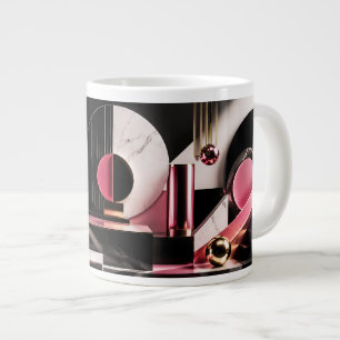 Luxe zwart en roze marmeren geometrisch ontwerp grote koffiekop
