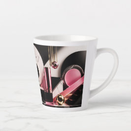 Luxe zwart en roze marmeren geometrisch ontwerp latte mok