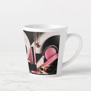 Luxe zwart en roze marmeren geometrisch ontwerp latte mok