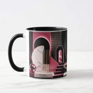 Luxe zwart en roze marmeren geometrisch ontwerp mok