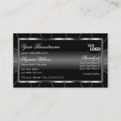 Luxe zwart en wit met diamanten & Logo Visitekaartje (Achterkant)