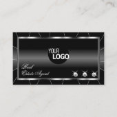 Luxe zwart en wit met diamanten & Logo Visitekaartje (Voorkant)