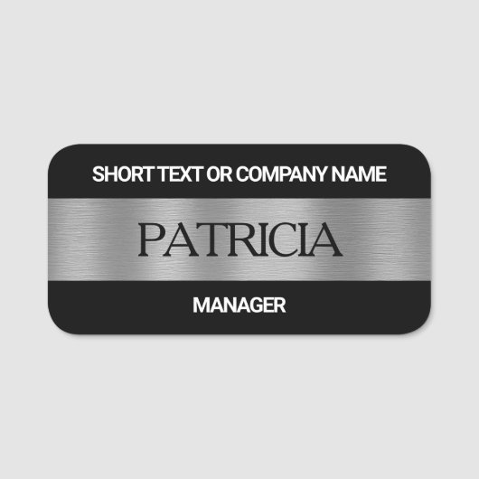 Luxe Zwart & Geborsteld Zilver: Bedrijfsnaam, Tite Naamplaatje (Voorkant)