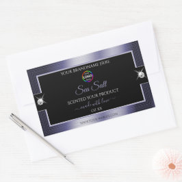 Luxe Zwart Glanzend Blauw met Logo Product Label