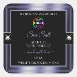 Luxe Zwart Glanzend Blauw met Logo Product Label