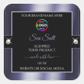 Luxe Zwart Glanzend Blauw met Logo Product Label (Voorkant)