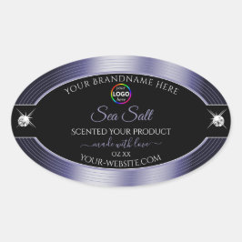 Luxe Zwart Glanzend Blauw met Logo Product Label