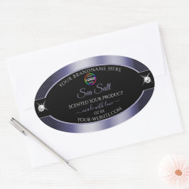 Luxe Zwart Glanzend Blauw met Logo Product Label