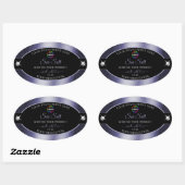 Luxe Zwart Glanzend Blauw met Logo Product Label (Vel)