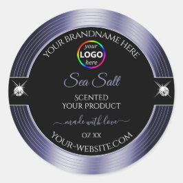 Luxe Zwart Glanzend Blauw met Logo Product Label