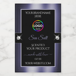 Luxe Zwart Glanzend Blauw met Logo Product Label Voedselcontainer Etiket