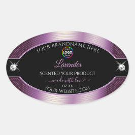 Luxe zwart glanzend Paarse met Logo Product Label