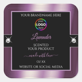 Luxe zwart glanzend Paarse met Logo Product Label